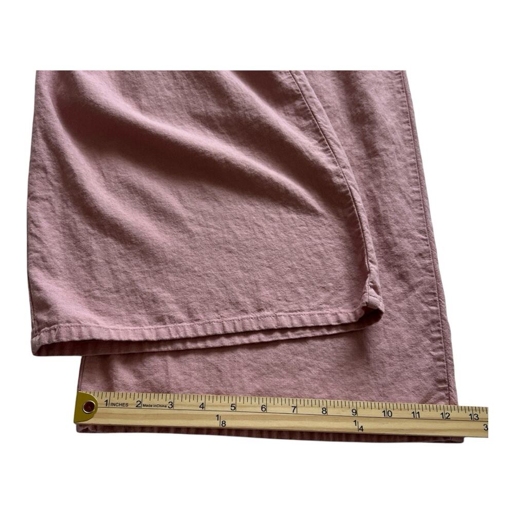 Love Tree Jumpsuit Womens Large Pink Linen Blend Smocked Bodice Boho Cottagecore - Picture 11 of 12